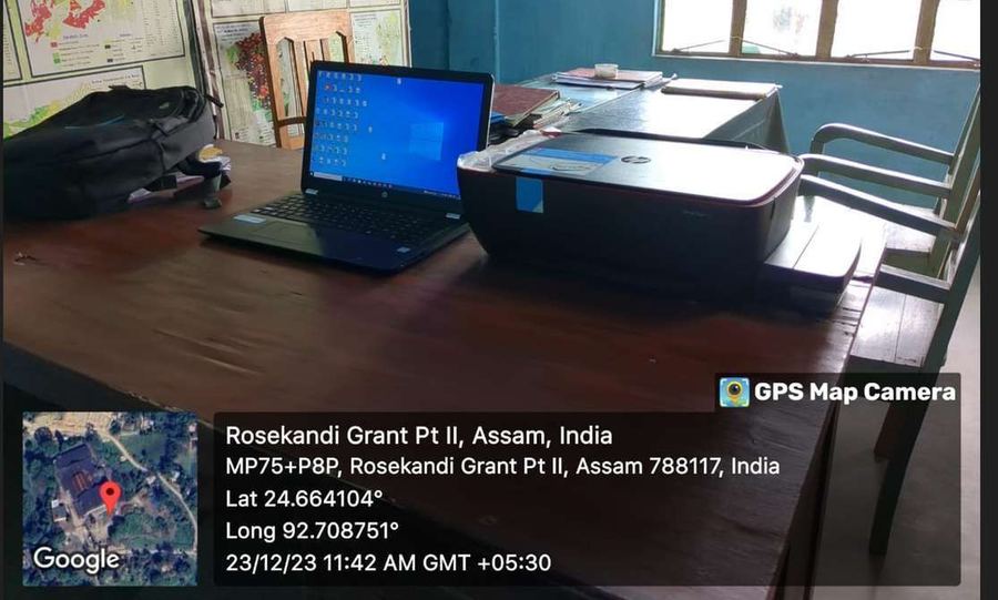 Laptop and printer set up on the association office desk